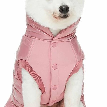 Blueberry Pet Cozy Windproof Lightweight Quilted Dog Jacket – Mauve Pink Winter Coat for Large Dogs, Size 16 (17" Back Length), Warm Outdoor Wear for Medium & Small Breeds