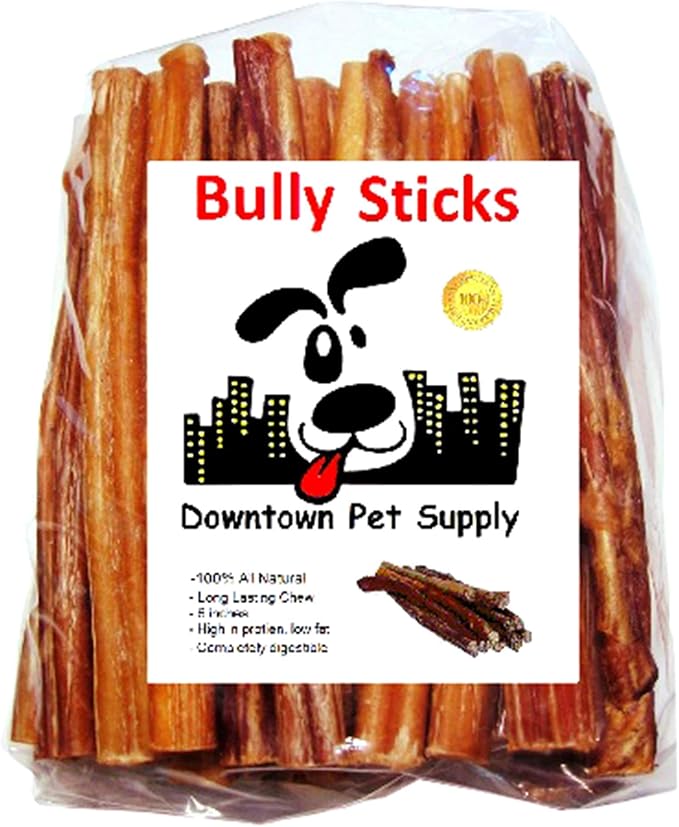 Downtown Pet Supply Bully Sticks for Dogs - Natural 6 Inch Beef Chews, Odor-Free & Rawhide-Free, Long Lasting Dog Treats for Aggressive Chewers - Healthy, Safe & Delicious Chews Dogs Love (100 Pack)