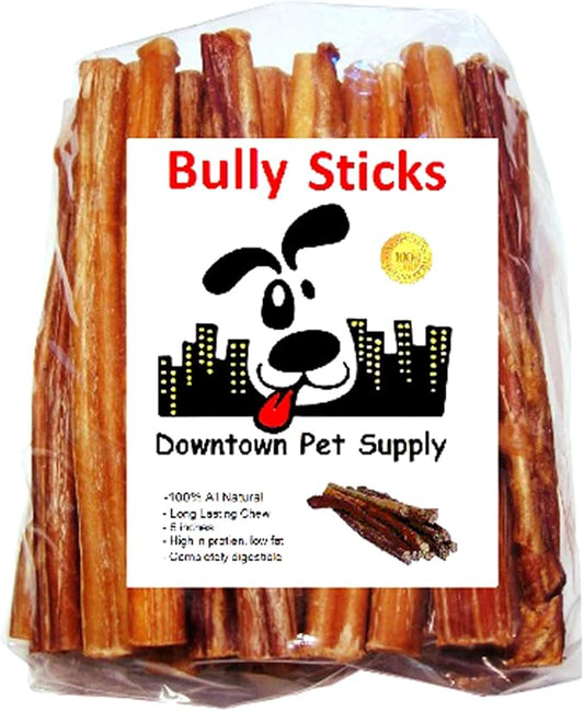Downtown Pet Supply Bully Sticks for Dogs - Natural 6 Inch Beef Chews, Odor-Free & Rawhide-Free, Long Lasting Dog Treats for Aggressive Chewers - Healthy, Safe & Delicious Chews Dogs Love (48 Pack)
