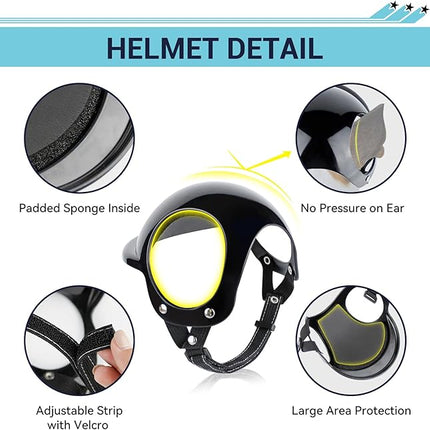 LESYPET Dog Helmet for Medium Dogs, Pet Helmet Ear Hole Adjustable Strap Pet Hat Safety Hats for Outdoor Motorcycling Driving, Medium