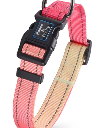 Roses&Poetry Small Dog Collar Girl Reflective with Pink Gradient Color, Adjustable Pink Puppy Collar Tiny for Small Medium Large Dogs (Pink Gradient-S)