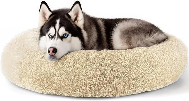 Extra Large Dog Beds, 36 Inch Human Dog Anxiety Relief Comfort Bed, Indestructible & Chew Proof Pet Beds (Light Brown)