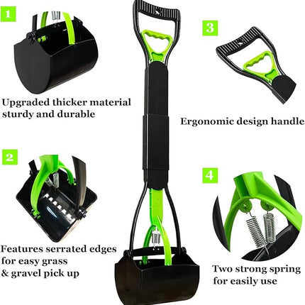 28" Large Pooper Scooper for Dogs, Heavy Duty Poop Scooper for Large Medium & Small Dog, Pet Dog Pooper Scooper for Grass & Gravel Pick Up