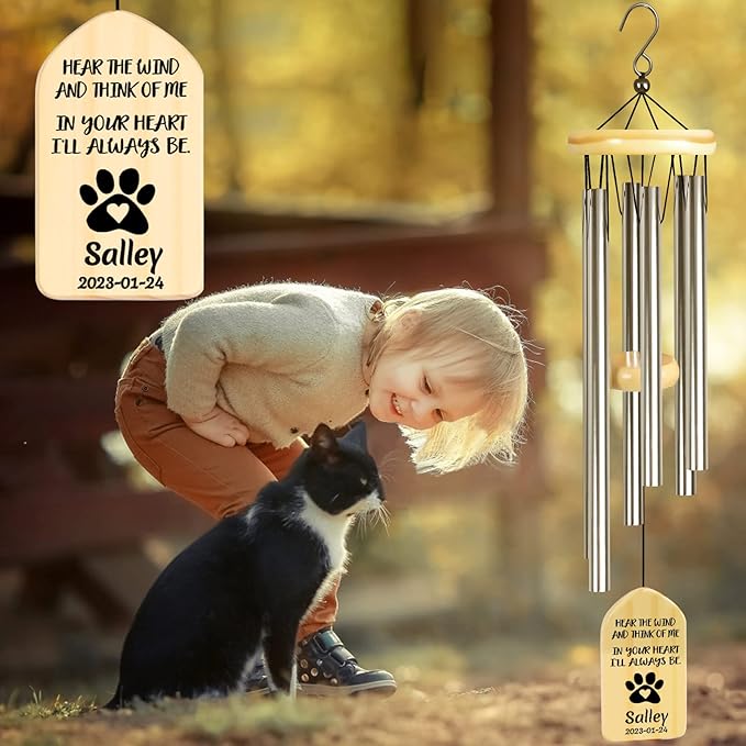 Personalized Pet Loss Gifts Cat, Personalized Pet Loss Wind Chimes, Pet Memorial Gifts, Loss of Cat Gifts, Loss of Cat Sympathy Gift, Cat Memorial Gifts, Pet Bereavement Gifts Cat