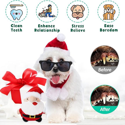 Zeaxuie Dog Chew Toys for Xmas - 9 Pack Santa Puppy Toys for Teething Small Dogs with Rope Toys, Treat Ball and Squeaky Dog Toys