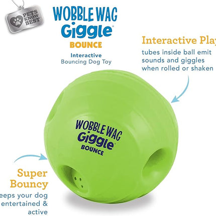 Wobble Wag Giggle Bounce Interactive Dog Toy- Sound Making Bouncing Ball for Dogs Ages Indoor & Outdoor Play, Soft & Durable with Easy Grip Design- Pets Know Best