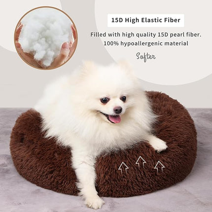nononfish Marshmallow Cat Bed Kawaii Cat Nest for Indoor Cats Washable Fluffy Anti Anxiety Kitten Bed 19 Inches
