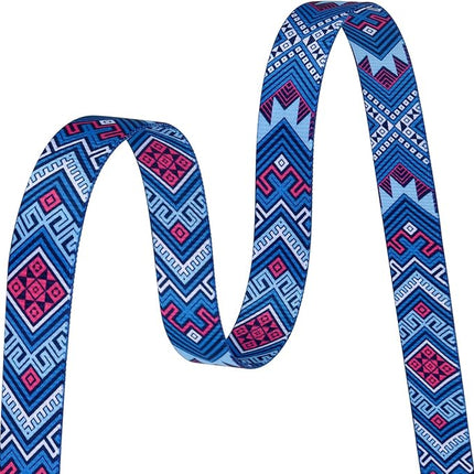 Dog Collar with Bohemia Floral Tribal Geometric Patterns - Soft Ethnic Style Collar Adjustable for Small Medium Large Dogs(Blue Ethnic Style,M)