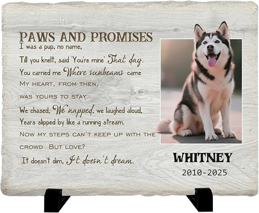 Personalized Pet Memorial Stone, Custom Dog Memorial Gifts for Loss of Dog with Photo Name Date, Dog Remembrance Gift, Loss of Dog Sympathy Gift for Dog Cat Lovers (Quote 15)