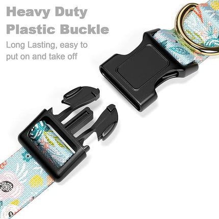 Rnivvi Dog Collar for Small Dogs, Cute Floral Heavy Duty Adjustable Puppy Collar with Quick Release Buckle for Boy Girl & Female, Pet Accessories for Walking Running, XS Length 5/8" Width, Blue