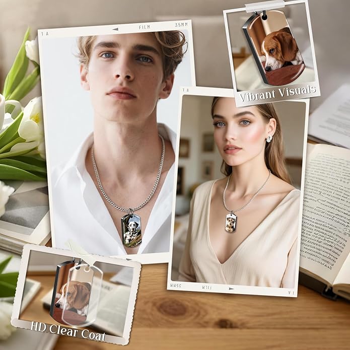 Custom Pet Necklace, Personalized Dogs Necklaces for Women, Dogs Remembrance Jewelry, Picture Necklace Personalized Photo, Customized Dog Memorial Gifts for Loss of Dog