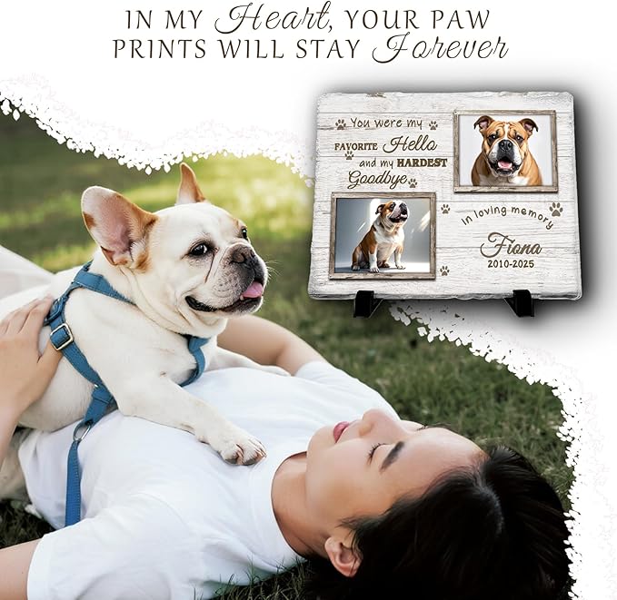 Personalized Pet Memorial Stone, Custom Dog Memorial Gifts for Loss of Dog with Photo Name Date, Dog Remembrance Gift, Loss of Dog Sympathy Gift for Dog Cat Lovers (Quote 3)