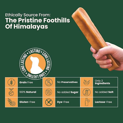 Authentic Himalayan Yak Cheese for Dogs - Jumbo (Pack of 1) - Sourced from Pristine Himalayan Foothill, Rawhide-Free, NO preservatives