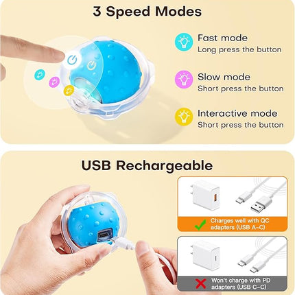 Potaroma Interactive Cat Toys, Fast Moving Ball in Play Mat, Automatic Motion Activated Ball Hide and Seek for Indoor Exercise Kicker, Animal Squeaky, 28 Inch Mat