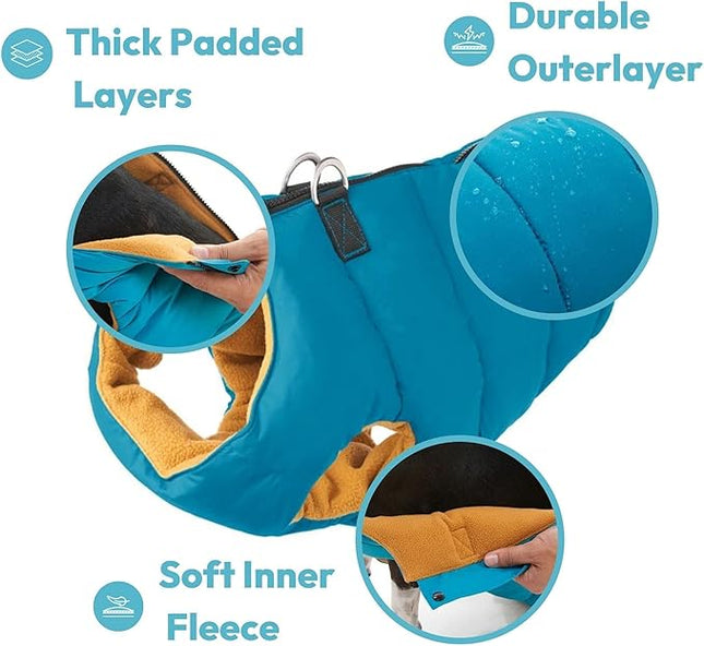 Gooby Padded Vest Dog Jacket - Solid Red, Large - Warm Zip Up Vest Fleece Jacket with Dual D Ring Leash Water Resistant for Small to Medium Dogs