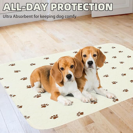 PUPTECK Washable Pee Pads for Dogs - Waterproof Reusable Puppy Potty Training Pads Whelping Mat - Fast Absorption Non-Slip Pet Food Feeding Mat (Beige, 36x41 Inch (Pack of 2))
