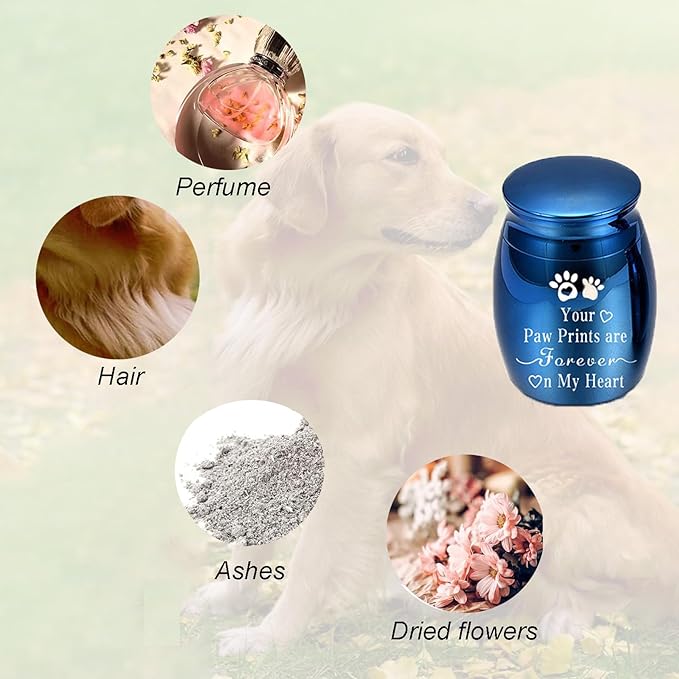 Small Pet Urns for Dogs Ashes Mini Urn Dog Ashes Cremation Keepsake Pet Memorial Urns Gift，Blue A