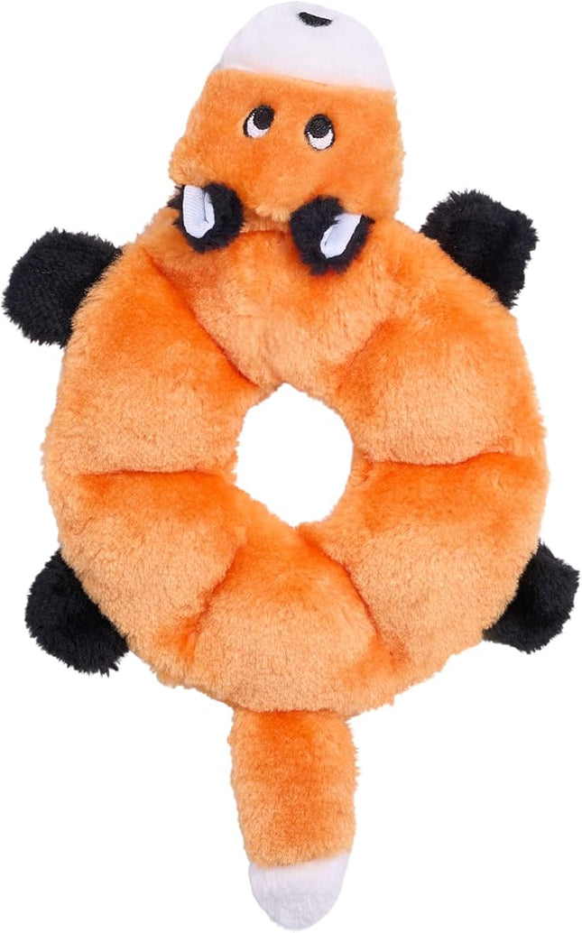 ZippyPaws Loopy - No Stuffing Dog Toys to Keep Them Busy, for Small, Medium, & Large Dogs, Squeaky Pet Toy for Boredom, Unstuffed Chew Toy, Soft Plush Puppy Products, Fox - 10"