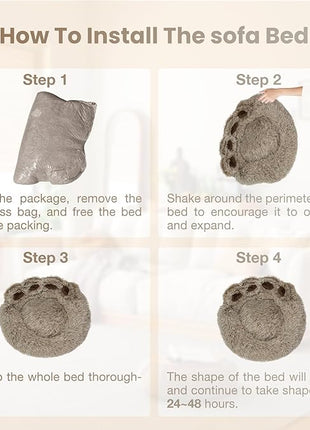 Calming Dog Bed Cat Bed Medium Size Dog - Donut Washable Medium Pet Bed, Warm Kitten Nest 24 inches Anti-Slip Round Fluffy Plush Faux Fur Cat Bed, Fits up to 25 lbs Pets, (Premium Brown)