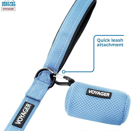 Best Pet Supplies 2-Pack Dog Poop Bag Holder Leash Attachment, Color, Reusable Mesh Dispenser Pouch for Travel, Walking, Park, and Outdoor Use, Soft and Durable with Clip-On - Mesh Baby Blue