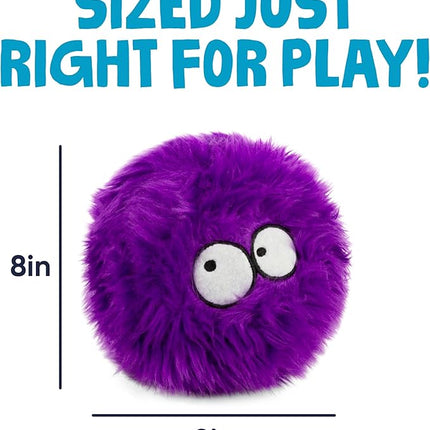 goDog Furballz Squeaky Plush Ball Dog Toy, Chew Guard Technology - Purple, Large