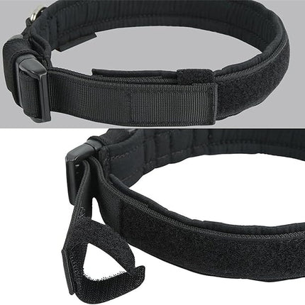 EXCELLENT ELITE SPANKER Tactical Small Puppy Dog Collar Nylon Adjustable Heavy Duty Military for Small Medium and Large Dogs Pet Soft Padded Dog Collar(BLK-M)