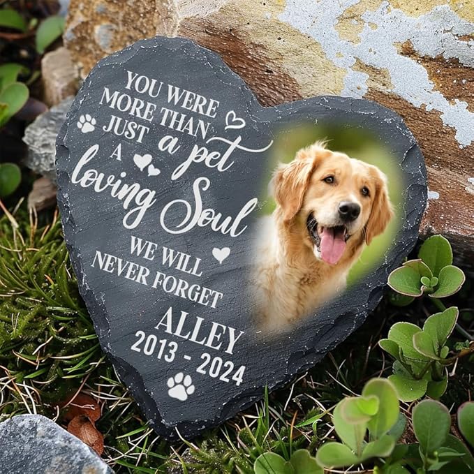 Personalized Dog Memorial Gifts for Loss of Dog, Custom Photo Pet Stone, Personalized Memorial Gifts for Pet Loss, Gift for Cat Lovers, Stones for Dogs, Cemetery Decorations for Grave Q9