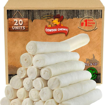 Cowdog Chews Retriever roll 9-10 inch All Natural Rawhide Product (20 Pack)