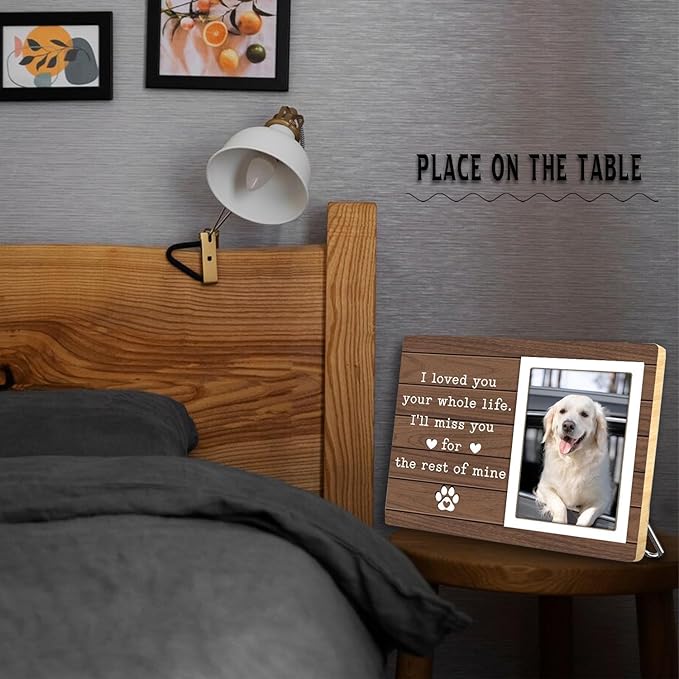 Pet Memorial Picture Frame, Pet Picture Frame Cats or Dogs Frame, Memorial Pet Loss Photo Frame, Pet Loss Sympathy Gift for Pet Owner, I'll Miss You for the Rest of Mine,4x6Inch Photo