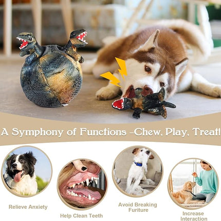 IFOYO Squeaky Dog Toys, Dinosaur Puppy Toys, Plush Interactive Dog Toys for Small Medium Dogs, Enrichment Hide and Seek Dog Toy
