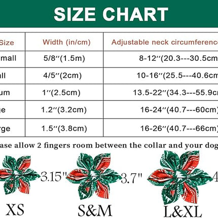 ARING PET Christmas Dog Collar, Cute Folk Xmas Red Green Detachable Flower Pet Collars with Metal Buckle for Puppy Small Medium Large Boy Girl Dogs-S