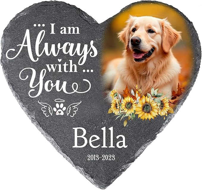 Gabita Custom photo and name Dog memorial stone, Pet Memorial Stones for Dogs, I am alway with you Personalized Dog Memorial Gifts, Custom Grave Marker Memorial Stone for Dogs Loss, Pet Sympathy Gift