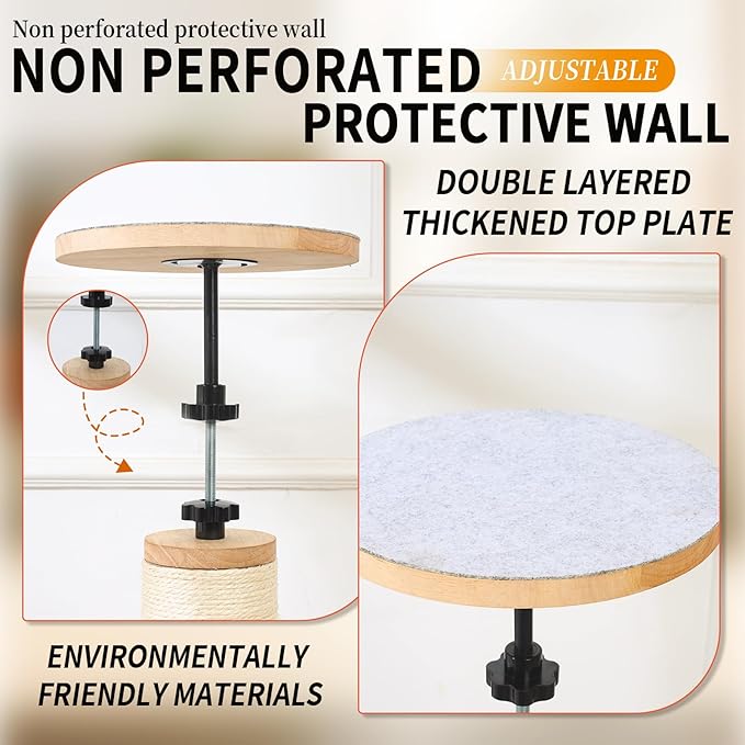 Floor to Ceiling Cat Tree with Scratching Posts, Adjustable Height(77-105 Inches), Corner Tall Cat Tower with Woven Condos & Ladder, Large Sturdy Cat Tower for Indoor Cats