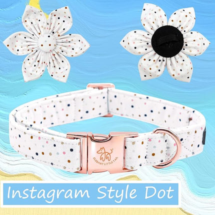 Elegant little tail Dog Collar, Dog Collar with Flower, Boy Girl Dot Cute Pet Collar Flower Dog Collars Adjustable Dog Collar for Medium Dogs