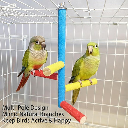 Bird Perch Stand Toy Parrot Multi Branch Paw Grinding Stick Cage Accessories Playground Exercise Toys for Parakeet Cockatiel Conures Lovebird Finch