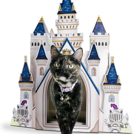 HappyCat Castle Cat Scratcher House - Royal Cardboard Cat Playhouse with Multi-Level Design & Spacious Interior - Perfect Scratcher for Indoor Cats