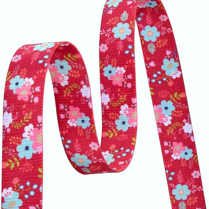 Dog Collar and Leash Set with Bohemia Floral Tribal Geometric Patterns - Soft Ethnic Style Collar Adjustable for Small Medium Large Dogs(Red Floral Set,L)