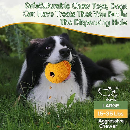 Dog Toy for Aggressive Chewers Large Breeds, Indestructible Pineapple Dog Toys, Tough Treat Dispensing Toys for Small Medium Large Dogs (Large)