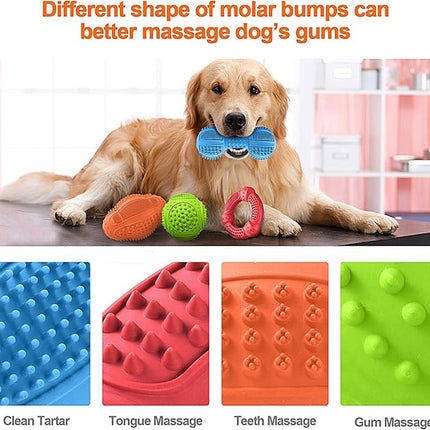 Dog Chew Toys 4 Pack, Dog Toys for Aggressive Chewers Small Medium Large Breed, Multifunctional Teeth Cleaning and Gum Massage, Tough Dog Toys with Natural Rubber for Puppy and Medium Large Dog