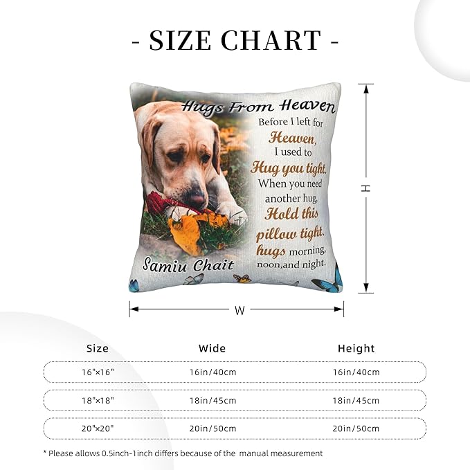 Funnylife Personalized Pet Memorial Throw Pillow with Photo Pet Memorial Gifts for Dogs Cats Loss of Dog Sympathy Gift Dog Bereavement Remembrance Picture Pillow