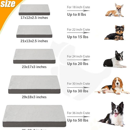 KSIIA Orthopedic Dog Bed - Waterproof Crate Bed for Small Dogs, Deluxe Plush Washable with Egg Crate Foam & Removable Cover, 23 x 17 Inch, Gray