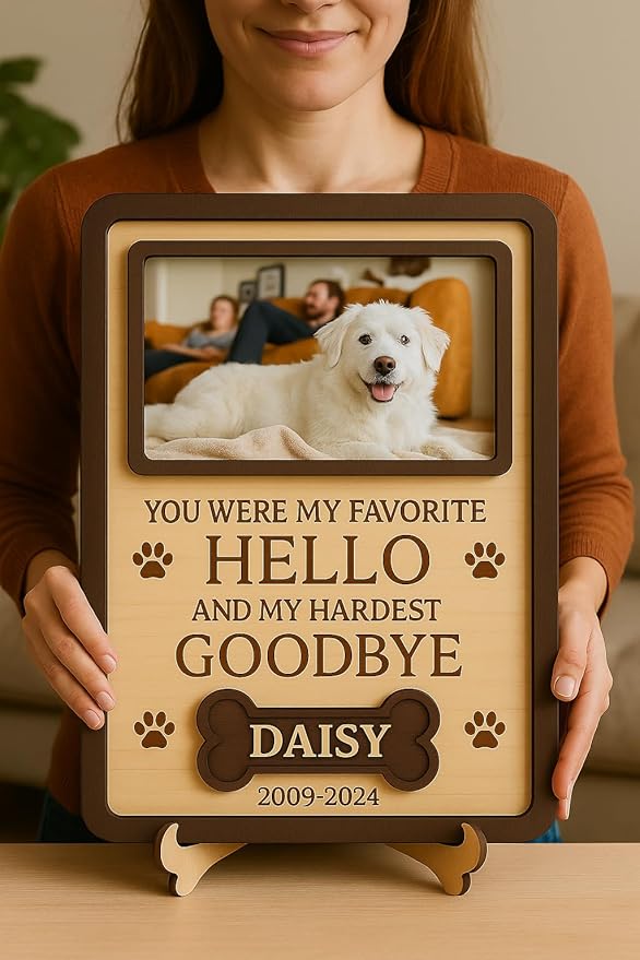 Nazenti Personalized Dog Memorial Gifts with Photo, Custom Pet Loss Frame for Dog Owners, Sympathy Gift for Loss of Dogs, Pet Remembrance Keepsake Frame, Cat Lovers Gift, Cat Bereavement Gifts