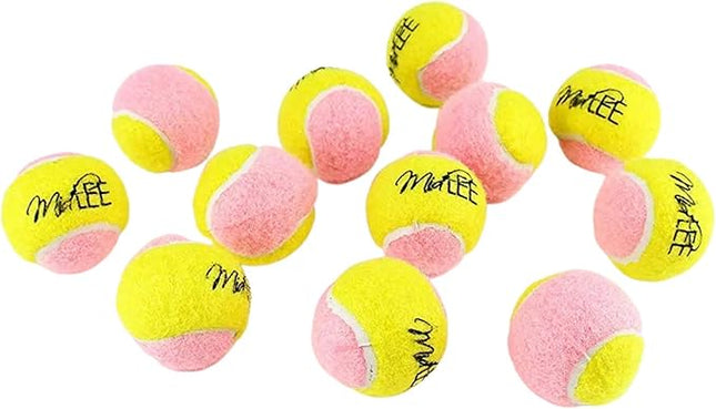 Midlee X-Small Dog Tennis Balls 1.5" Pack of 12- Puppy Mini Fetch Pet Little Tennis Balls -Yellow/Pink