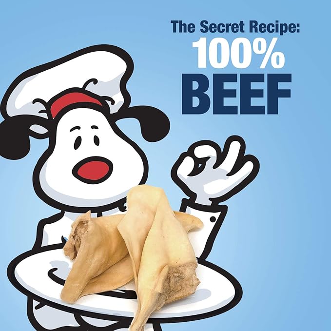 ValueBull Cow Ears, Varied Sizes/Shapes, 50 Count Bulk Pack - All Natural Dog Treats, 100% Angus Beef, Single Ingredient, Fully Digestible, Cleans Teeth & Gums