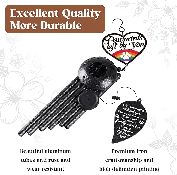 Dog Memorial Gifts for Loss of Dog, Loss of Dogs Sympathy Gift, Pet Memorial Wind Chimes, Bereavement Remembrance Gifts, in Memory of Dogs Cat Pet
