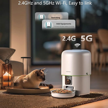 Automatic Cat Feeder with Camera - 5G WiFi Auto Cat Food Dispenser, 1080P HD Video with Night Vision, 1-15 Meals, 1-99 Portions, 2-Way Audio, Keeps Food Fresh, 4L Timed Pet Feeder Also for Dogs