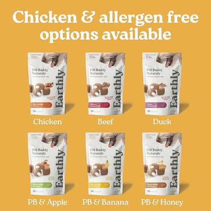 Earthly Pill Buddy Naturals - PB & Honey Recipe Pill Hiding Treats for Dogs - Make A Perfect Pill Concealing Pocket Or Pouch for Any Size Medication - 30 Servings