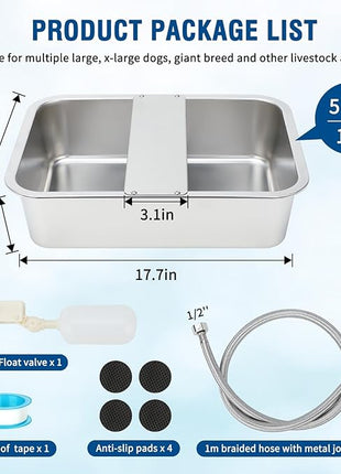 BWOGUE 5 Gal Automatic Dog Water Dispenser for Large Dogs Stainless Steel Outdoor Water Bowl Large Breed Self Filling Dog Waterer Feeder for Dogs Cat Chicken Livestock