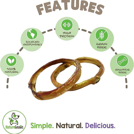 Nature Gnaws Bully Stick Rings for Dogs (5 Count) - Long Lasting for Aggressive Chewers - Natural Beef Dog Chew Bones - Rawhide Free