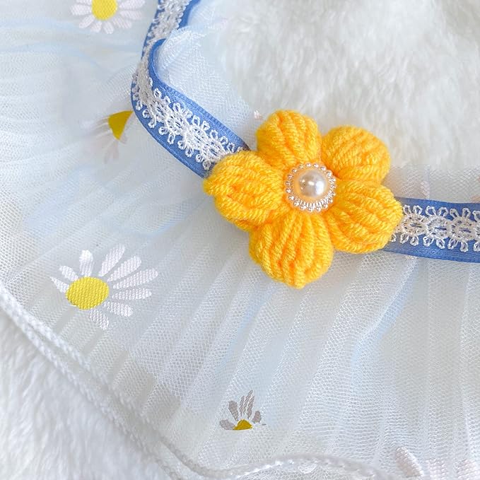 2PCS Dog Cat Collar White Lace Pet Bib Cute Scarfs Necklace Neck Strap for Pet Costume Supplies